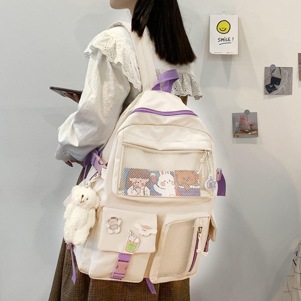 Nylon Study Besties Backpack-Enchanted peach