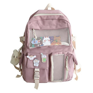 Nylon Study Besties Backpack-Enchanted peach