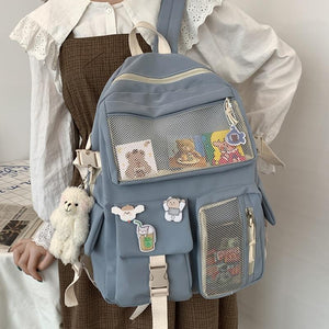 Nylon Study Besties Backpack-Enchanted peach