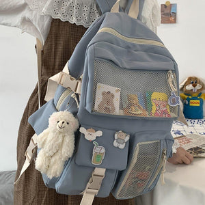 Nylon Study Besties Backpack-Enchanted peach