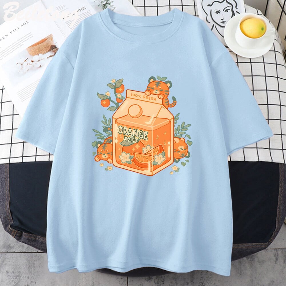 Orange Juice Kawaii Unisex Tee-Enchanted peach