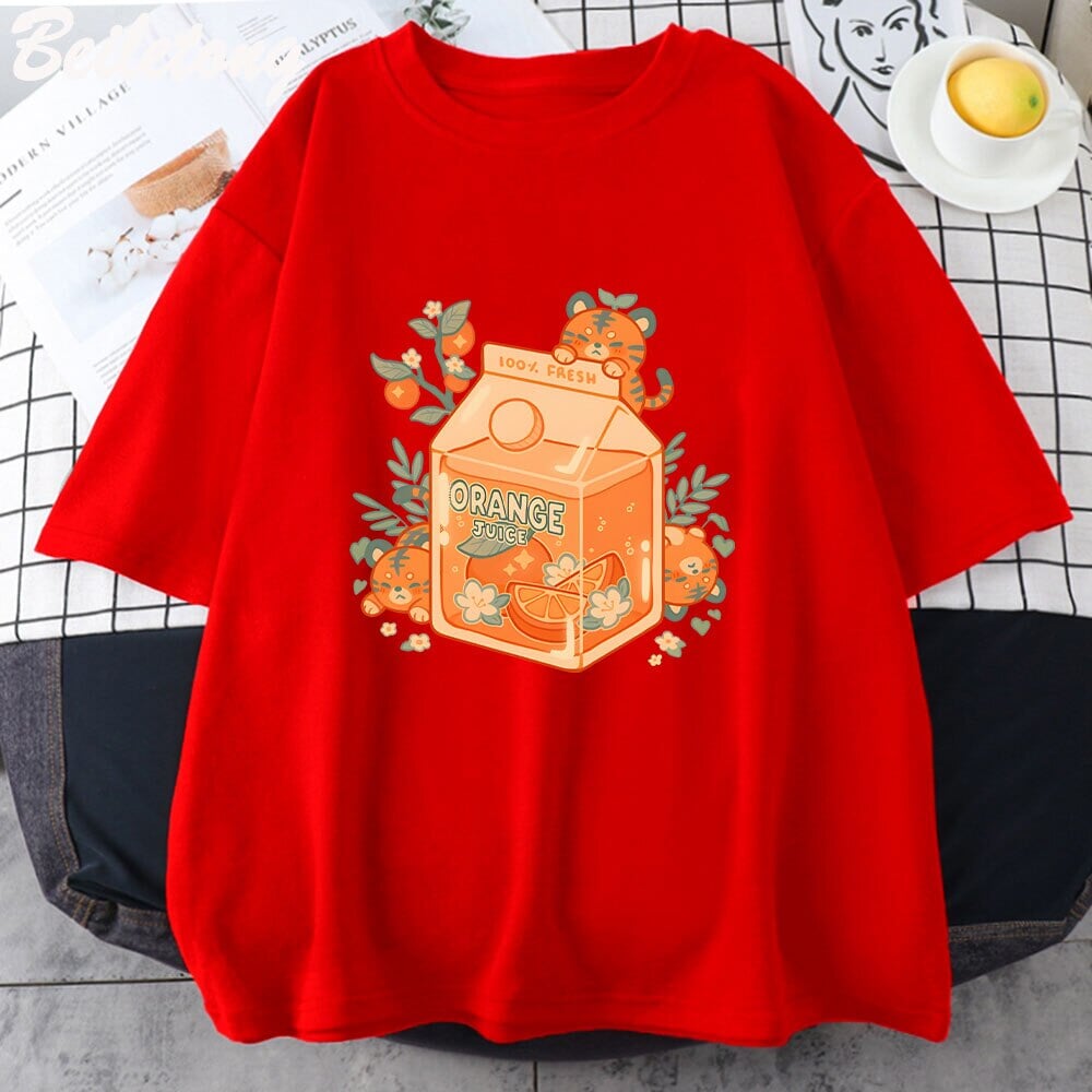 Orange Juice Kawaii Unisex Tee-Enchanted peach