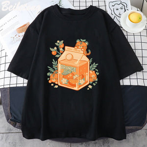 Orange Juice Kawaii Unisex Tee-Enchanted peach