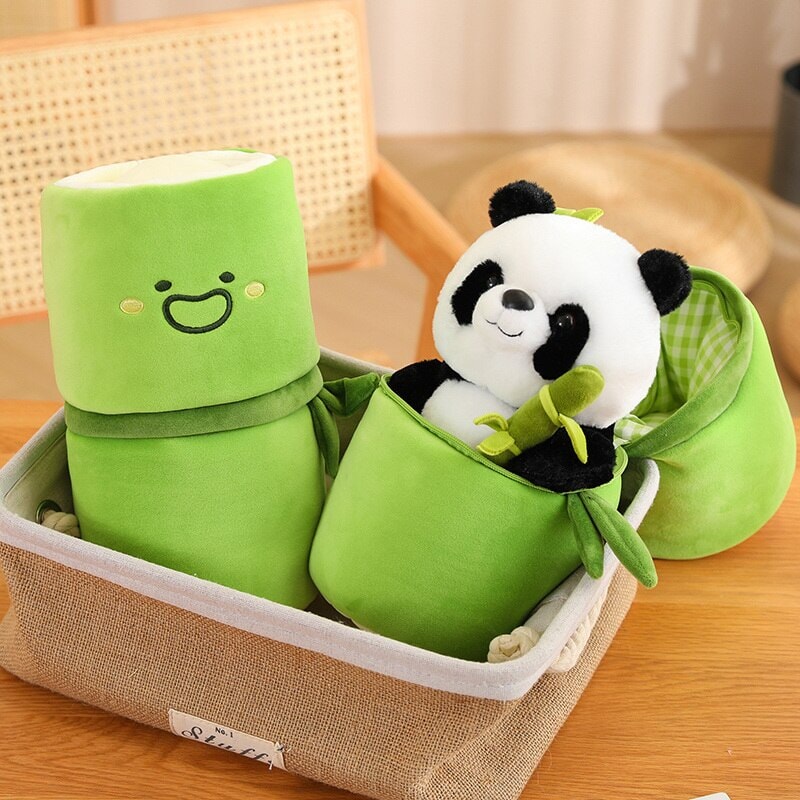 Panda & Bamboo Buddy Plushies-Enchanted peach