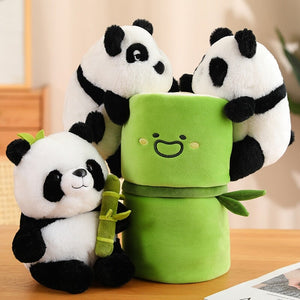 Panda & Bamboo Buddy Plushies-Enchanted peach