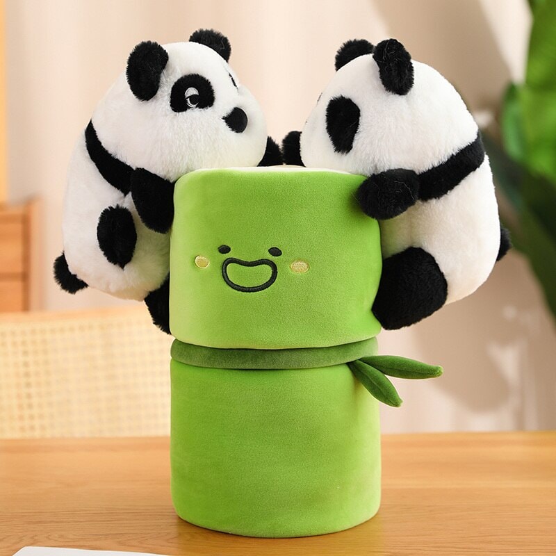 Panda & Bamboo Buddy Plushies-Enchanted peach