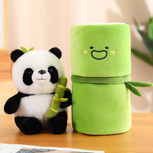 Panda & Bamboo Buddy Plushies-Enchanted peach