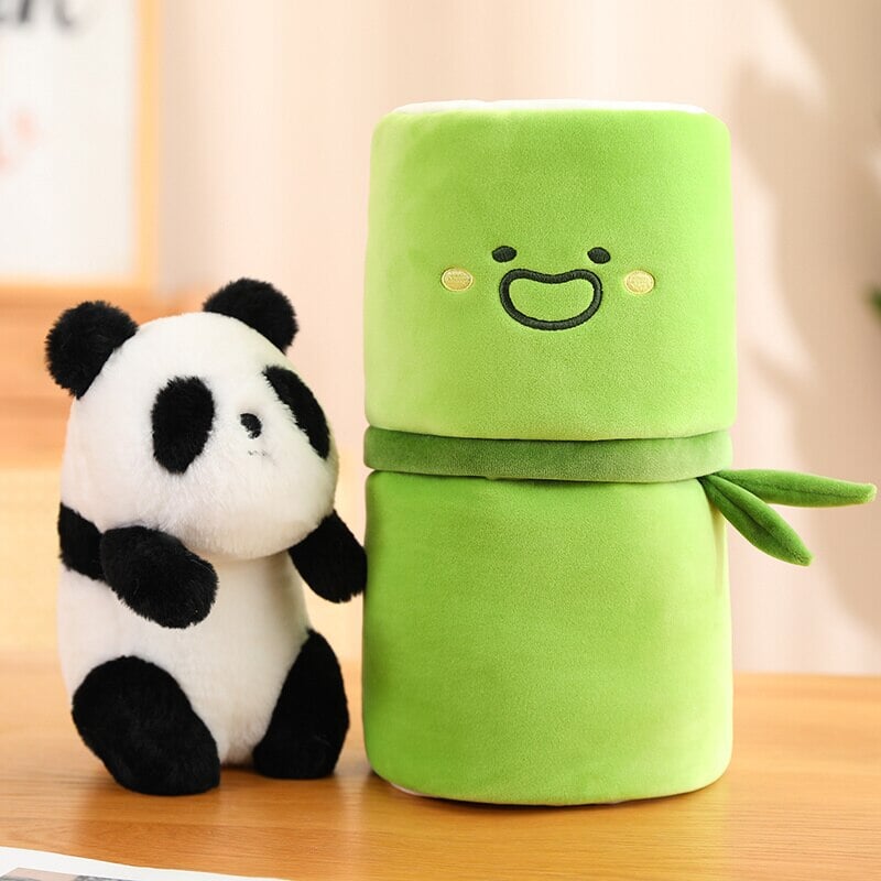 Panda & Bamboo Buddy Plushies-Enchanted peach