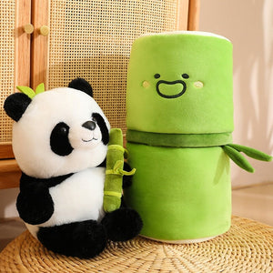 Panda & Bamboo Buddy Plushies-Enchanted peach