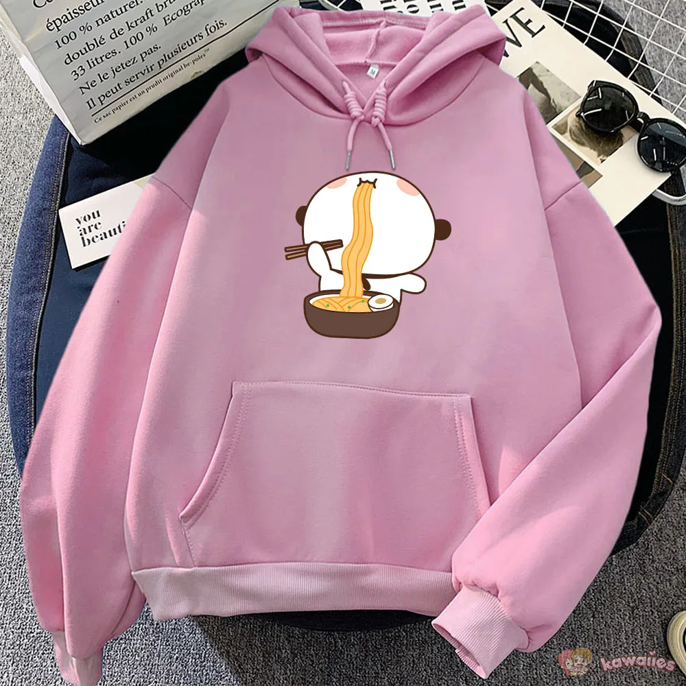 Panda Eating Ramen Unisex Hoodie-Enchanted peach