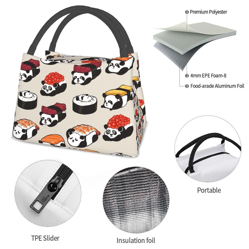 Panda Sushi Japanese Kawaii Lunch Bag-Enchanted peach