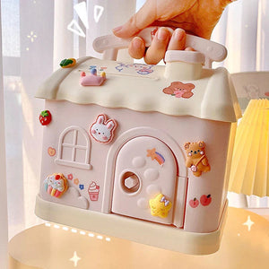 Pastel Cloud House Piggy Bank-Enchanted peach