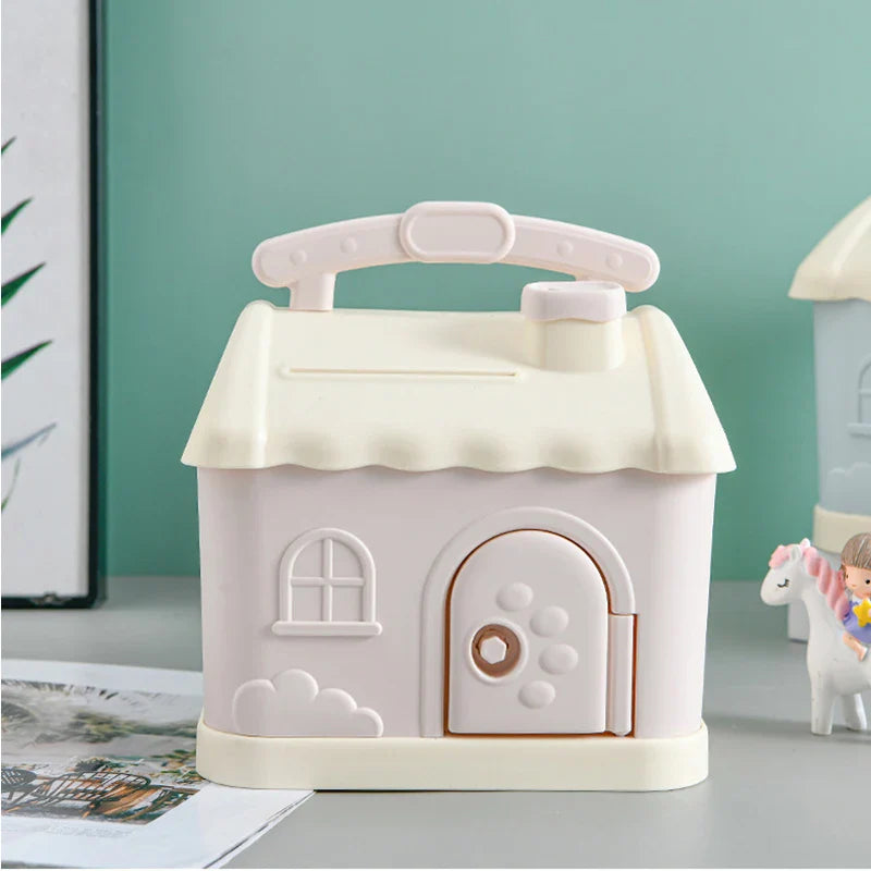 Pastel Cloud House Piggy Bank-Enchanted peach