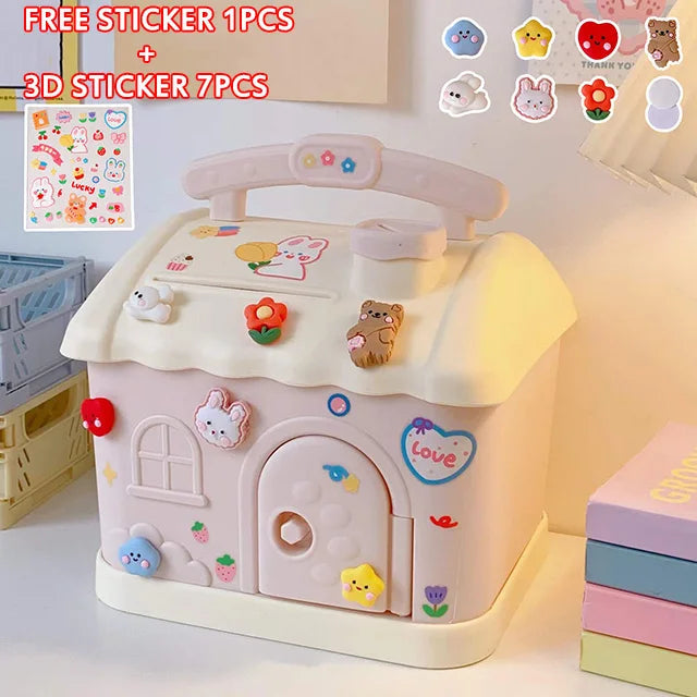 Pastel Cloud House Piggy Bank-Enchanted peach