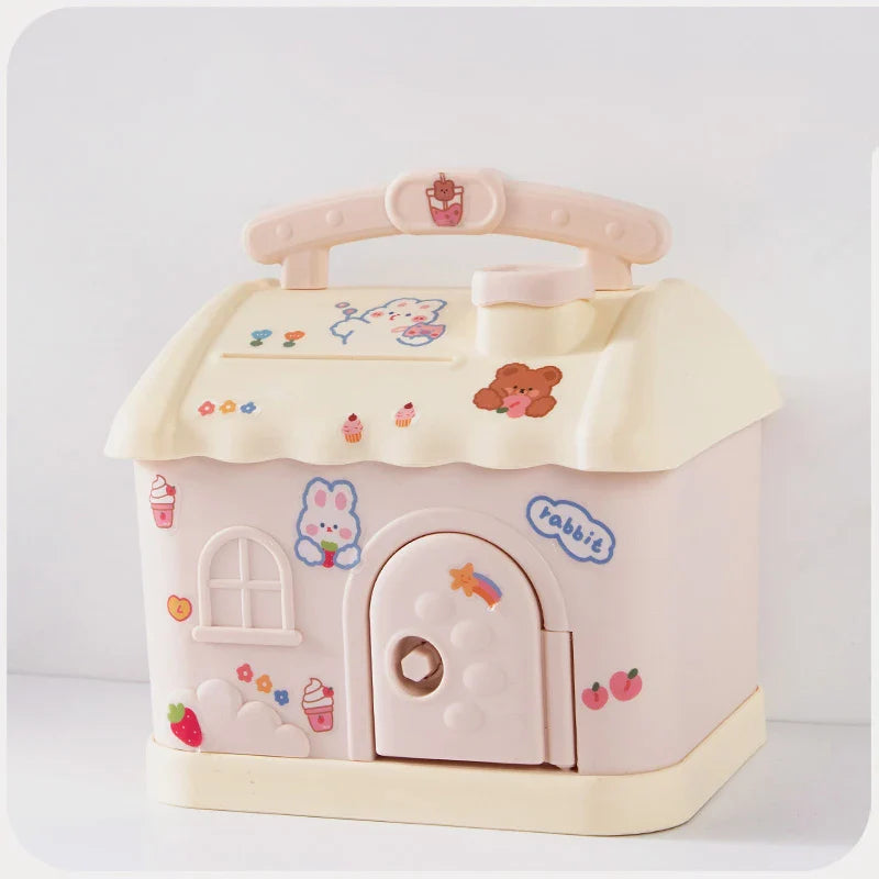 Pastel Cloud House Piggy Bank-Enchanted peach