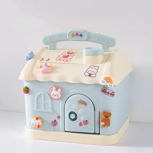 Pastel Cloud House Piggy Bank-Enchanted peach