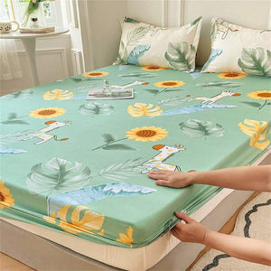 Pastel Mint Green Floral Bedsheet Only-Enchanted peach