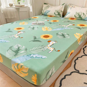 Pastel Mint Green Floral Bedsheet Only-Enchanted peach