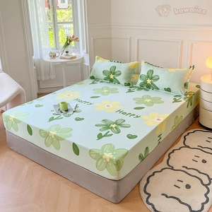 Pastel Mint Green Floral Bedsheet Only-Enchanted peach