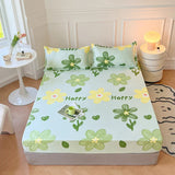 Pastel Mint Green Floral Bedsheet Only-Enchanted peach