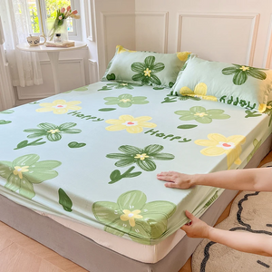 Pastel Mint Green Floral Bedsheet Only-Enchanted peach