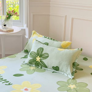 Pastel Mint Green Floral Bedsheet Only-Enchanted peach