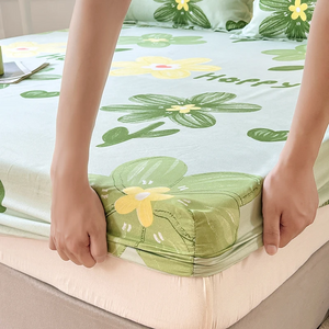 Pastel Mint Green Floral Bedsheet Only-Enchanted peach