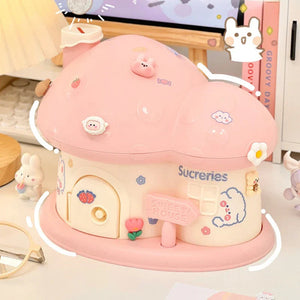 Pastel Mushroom House Piggy Bank-Enchanted peach