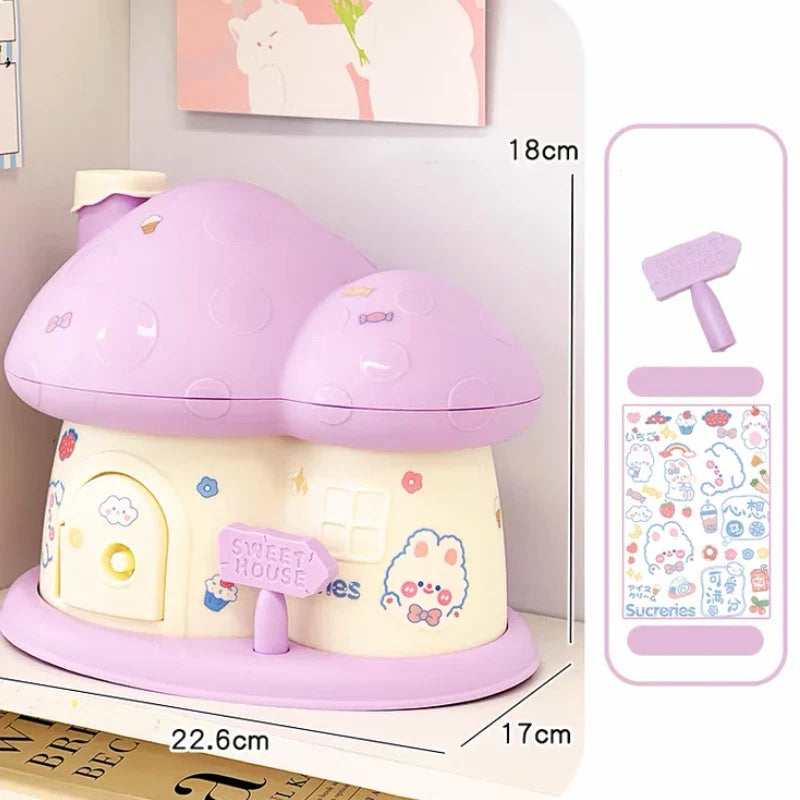 Pastel Mushroom House Piggy Bank-Enchanted peach