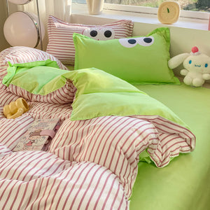 Pastel Pink Googly Eyes Bedding Set Collection-Enchanted peach