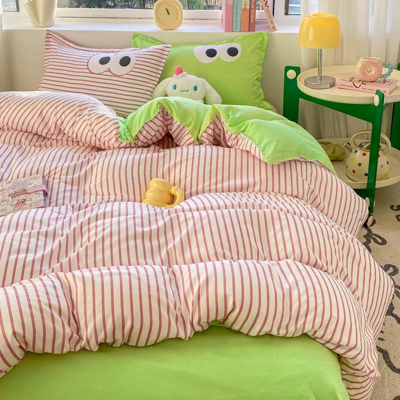 Pastel Pink Googly Eyes Bedding Set Collection-Enchanted peach