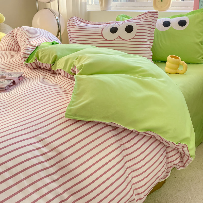 Pastel Pink Googly Eyes Bedding Set Collection-Enchanted peach