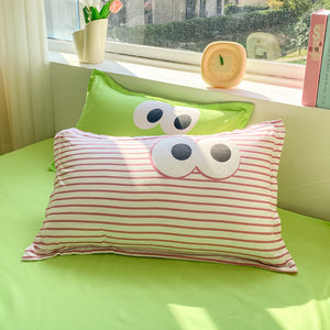 Pastel Pink Googly Eyes Bedding Set Collection-Enchanted peach