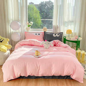 Pastel Pink Googly Eyes Bedding Set Collection-Enchanted peach