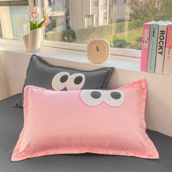 Pastel Pink Googly Eyes Bedding Set Collection-Enchanted peach