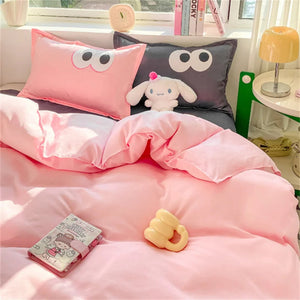 Pastel Pink Googly Eyes Bedding Set Collection-Enchanted peach