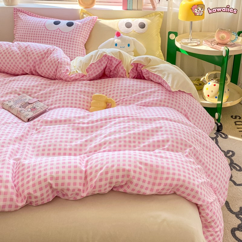 Pastel Pink Googly Eyes Bedding Set Collection-Enchanted peach