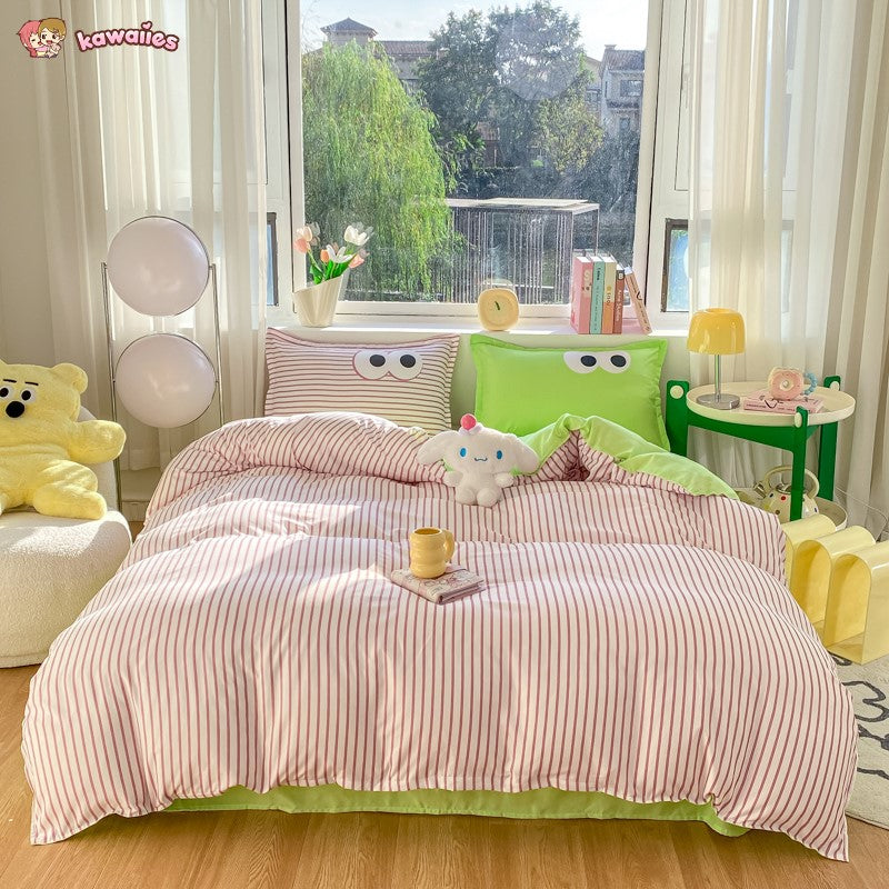 Pastel Pink Googly Eyes Bedding Set Collection-Enchanted peach