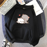 Pepper and Salt Cat Sharing Love Hoodie-Enchanted peach