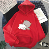 Pepper and Salt Cat Sharing Love Hoodie-Enchanted peach