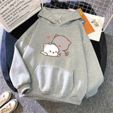 Pepper and Salt Cat Sharing Love Hoodie-Enchanted peach