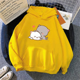 Pepper and Salt Cat Sharing Love Hoodie-Enchanted peach