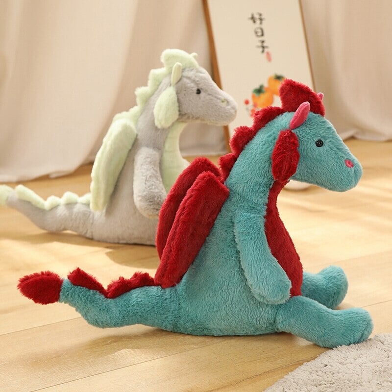 Pete and Mira the Mighty Sitting Dragon Plushie-Enchanted peach