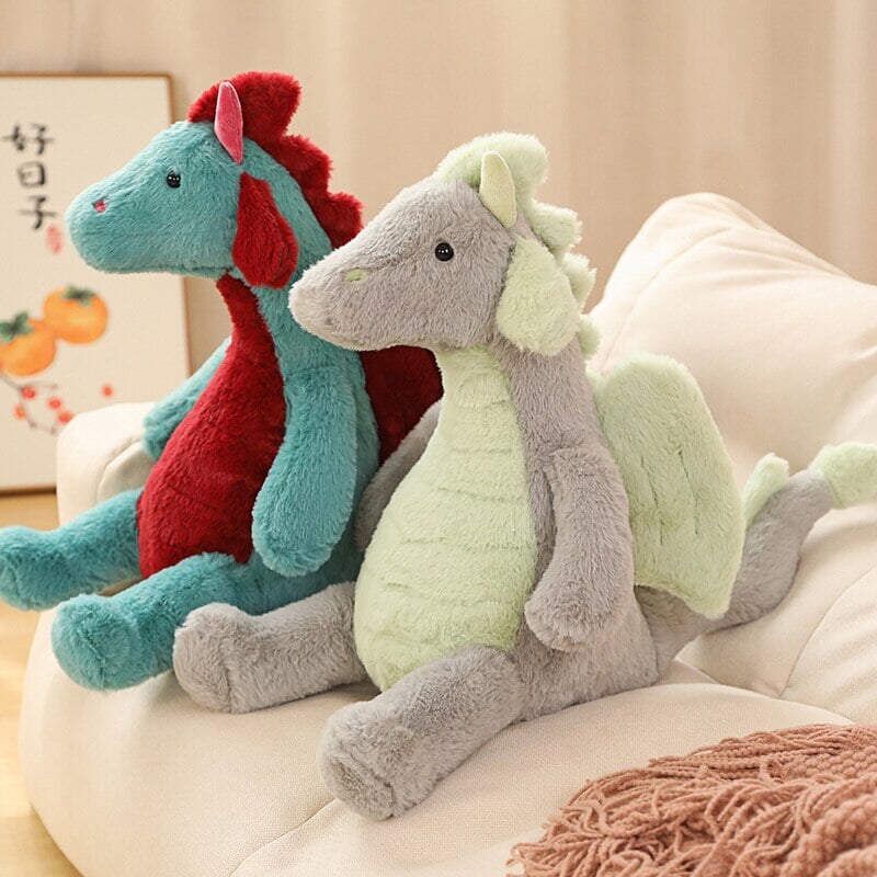 Pete and Mira the Mighty Sitting Dragon Plushie-Enchanted peach