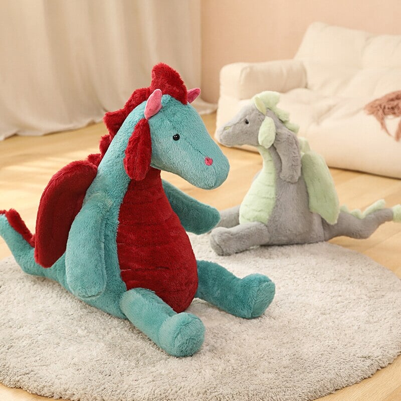 Pete and Mira the Mighty Sitting Dragon Plushie-Enchanted peach