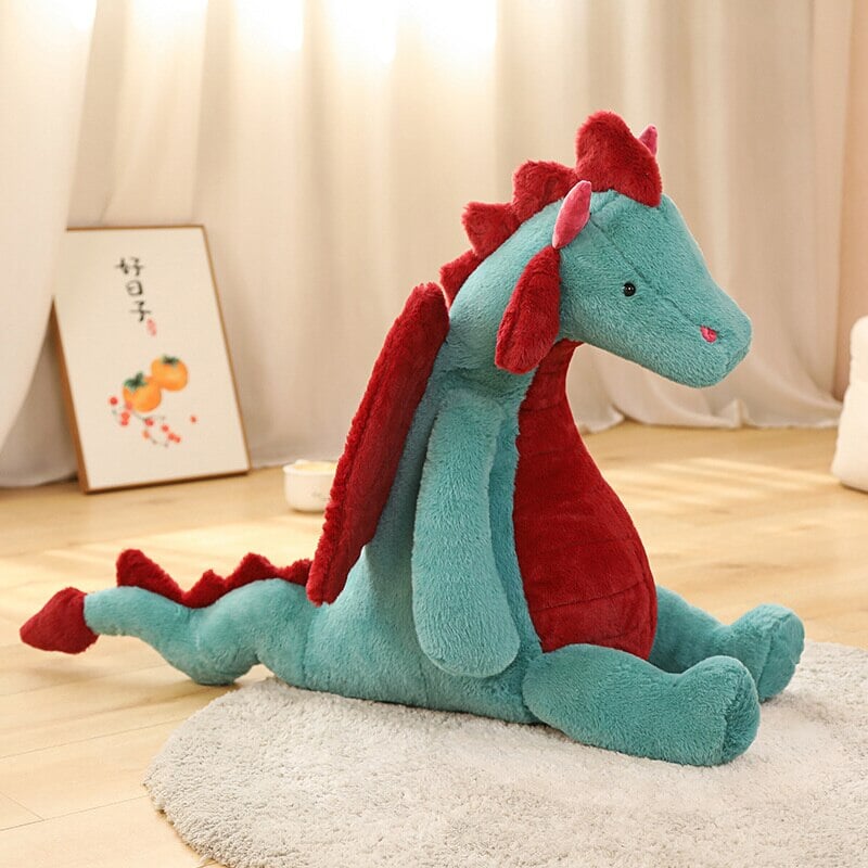 Pete and Mira the Mighty Sitting Dragon Plushie-Enchanted peach