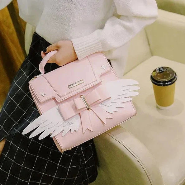 Pink Angel Wings Shoulder Bag Hand Bag-Enchanted peach