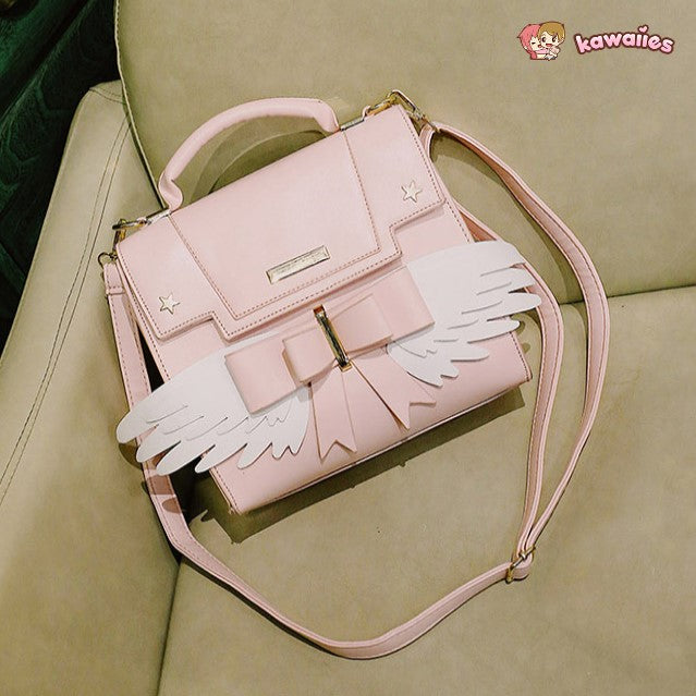 Pink Angel Wings Shoulder Bag Hand Bag-Enchanted peach