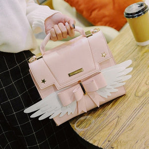 Pink Angel Wings Shoulder Bag Hand Bag-Enchanted peach