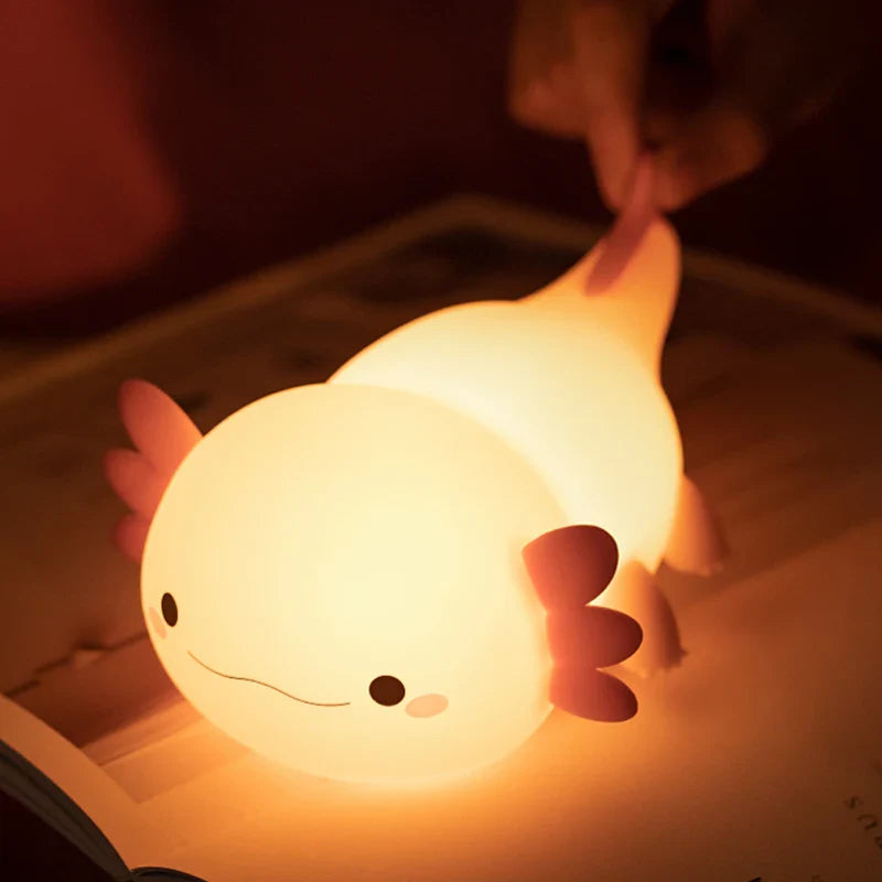 Pink Axolotl LED Night Light-Enchanted peach